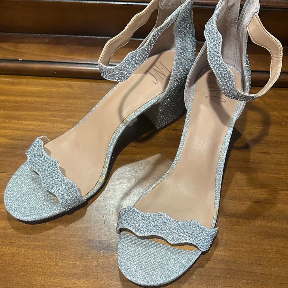 INC International Concepts Silver Textured Heels
